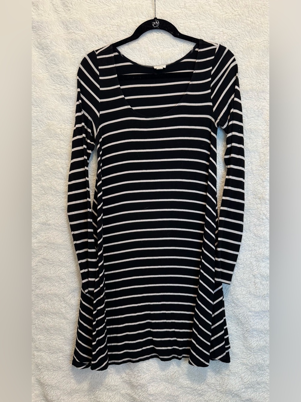 Garage Black and White Striped Long Sleeve Dress